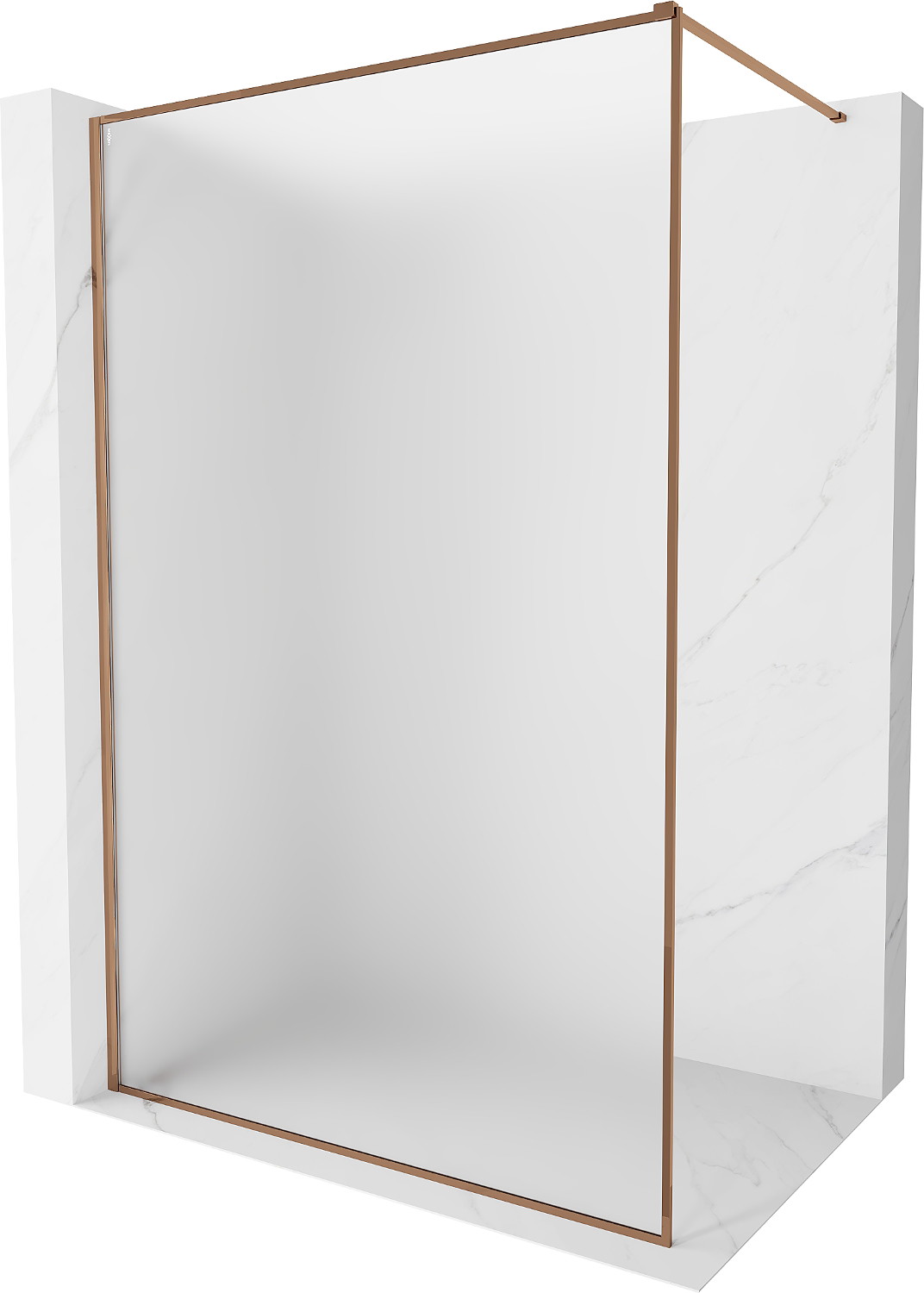 Mexen Kioto-F ścianka prysznicowa Walk-in z ramką 140 x 202 cm, szron 8 mm, różowe złoto - 800-140-104-60-30